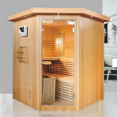 3-4 คน Hemlock Freestanding Sauna ห้องอบไอน้ำในร่มสำหรับบ้าน