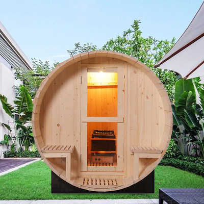 OEM Pine 2 คน Wood Barrel Sauna 6000W พร้อมเตาไฟฟ้า