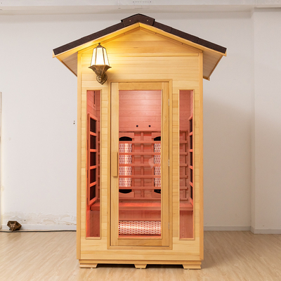 Canada Hemlock Wooden Outdoor Full Spectrum ห้องซาวน่าอินฟราเรด 2 คน Size