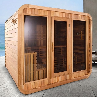 เตาไฟฟ้าไม้เนื้อแข็งขนาดใหญ่ห้องซาวน่าอบไอน้ำ Cube กลางแจ้งสำหรับสนามหลังบ้าน