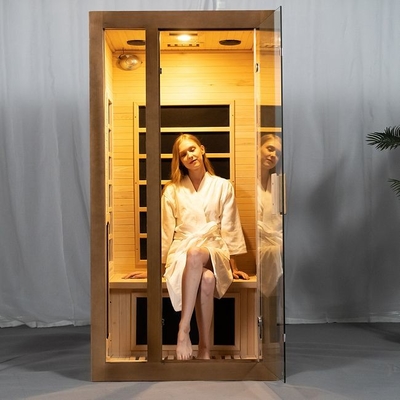 Hemlock Wood Indoor Home Full Spectrum Sauna 2 คนขนาด OEM ที่ยอมรับได้