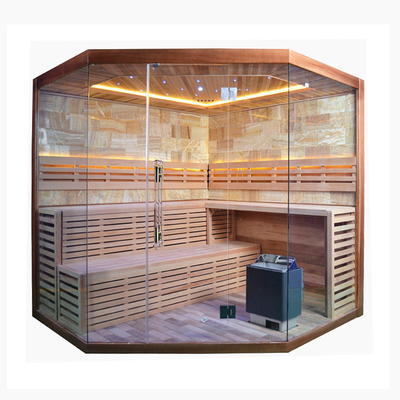 ห้องซาวน่าไอน้ำในร่ม Hemlock / Red Cedar Wood ในร่มสำหรับ 6 ท่าน