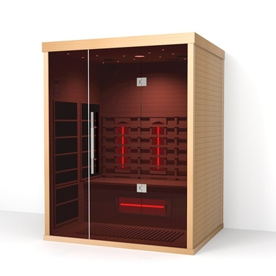 โฮมสปา 3 คน Hemlock ซาวน่าอินฟราเรดในร่ม 2100W การบำบัดด้วยแสงสีแดง