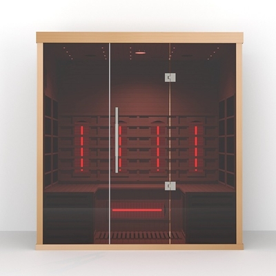 Hemlock Wood 4 คน Smartmak Sauna Unit ซาวน่าอินฟราเรดแบบแห้งสำหรับบ้าน 2700w