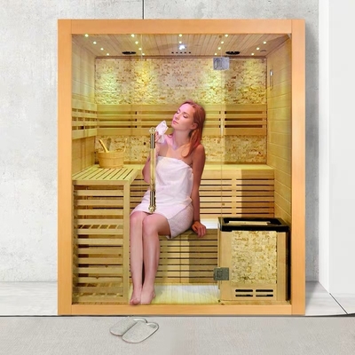 Hemlock Wood Home Sauna ห้องอบไอน้ำ 4 - 5 ท่านพร้อมเครื่องทำความร้อนเตา 6kw