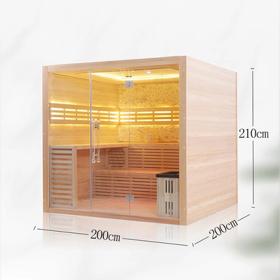 ห้องซาวน่าอบไอน้ำซีดาร์แคนาดาสำหรับ 6 คนห้องครอบครัวซาวน่าไฟแดง 6000W