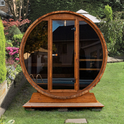 ห้องซาวน่ากลางแจ้ง Red Cedar Dark Glass สำหรับ 6 ท่าน