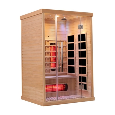 1750W Hemlock Solid Wood 2 คนอินฟราเรดซาวน่าสำหรับบ้านในร่ม