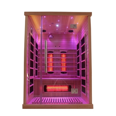1750W Hemlock Solid Wood 2 คนอินฟราเรดซาวน่าสำหรับบ้านในร่ม