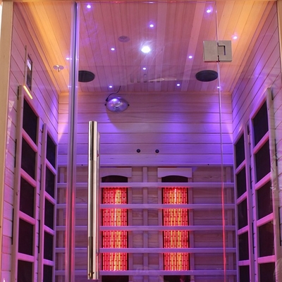 1750W Hemlock Solid Wood 2 คนอินฟราเรดซาวน่าสำหรับบ้านในร่ม