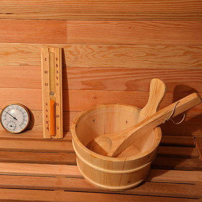 ไม้ทึบ Hemlock 4 คนกลางแจ้ง Steam Barrel Sauna Traditional