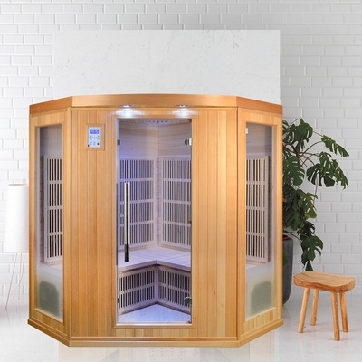Corner Design Home 3 - 4 คนไม้ในร่มอินฟราเรดซาวน่าพร้อม EMF . ต่ำ
