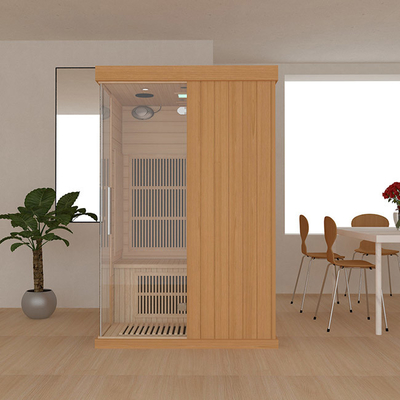 2 คนไม้ Precut Far Infrared Sauna พร้อมประตูกระจกนิรภัยใส