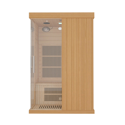 2 คนไม้ Precut Far Infrared Sauna พร้อมประตูกระจกนิรภัยใส