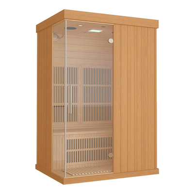 2 คนไม้ Precut Far Infrared Sauna พร้อมประตูกระจกนิรภัยใส
