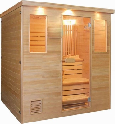 ห้องซาวน่าอบไอน้ำไม้เนื้อแข็งพร้อมเตา 6KW หลายขนาดให้เลือก
