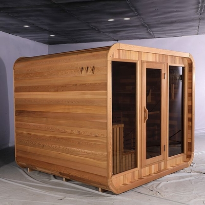 เตาไฟฟ้าไม้เนื้อแข็งขนาดใหญ่ห้องซาวน่าอบไอน้ำ Cube กลางแจ้งสำหรับสนามหลังบ้าน