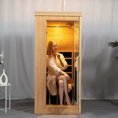 Canadian Hemlock Wooden Full Spectrum Far Infrared Sauna Room หนึ่งคน