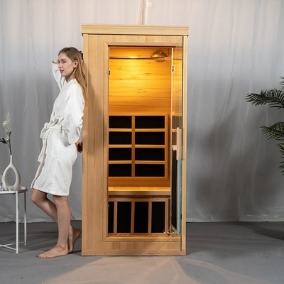 Canadian Hemlock Wooden Full Spectrum Far Infrared Sauna Room หนึ่งคน