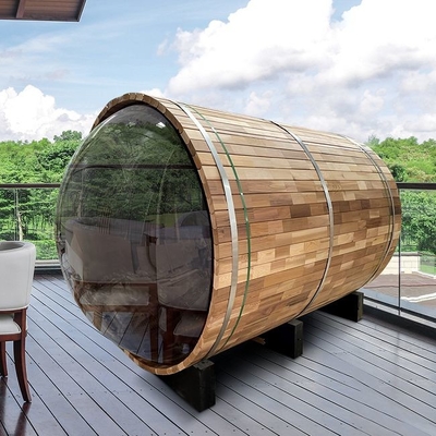 ห้องซาวน่า Cedar Barrel ความจุขนาดใหญ่กลางแจ้งพร้อมเครื่องทำความร้อนไฟฟ้า