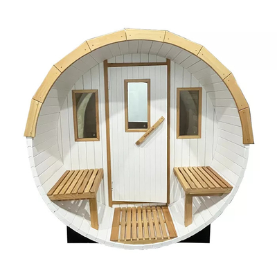 White Garden Outdoor 4 Person Wood Barrel Sauna ดีไซน์ใหม่