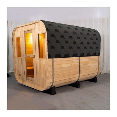 Morden Large Space Cube ห้องซาวน่าอบไอน้ำกลางแจ้งแบบดั้งเดิมสองห้องพร้อมเตา