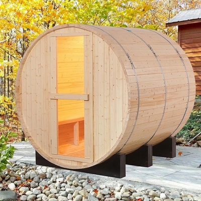Hemlock Wood Home Commercial Outdoor Tradtional Steam Barrel Sauna สำหรับ 6 ท่าน