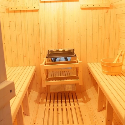 Hemlock Wood Home Commercial Outdoor Tradtional Steam Barrel Sauna สำหรับ 6 ท่าน