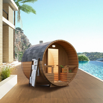 Smartmak Solid Wood Hemlock Red Cedar Outdoor Barrel Sauna พร้อมหน้าต่างกระจก
