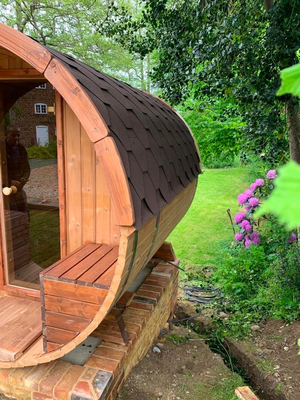 Smartmak Solid Wood Hemlock Red Cedar Outdoor Barrel Sauna พร้อมหน้าต่างกระจก