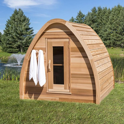 Mini Red Cedar Solid Wood ซาวน่าแห้งกลางแจ้งสำหรับ 2 - 4 ท่าน