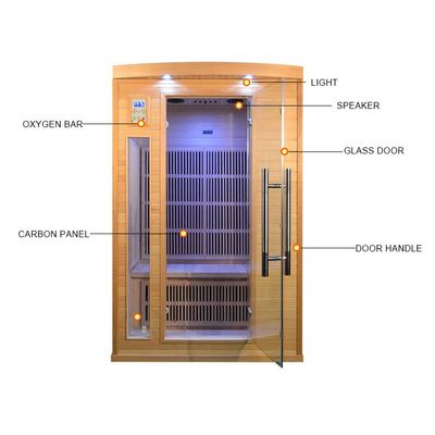 1750W ไม้หรูหราอินฟราเรดแห้งห้องซาวน่าในร่มสำหรับ 2 ท่าน