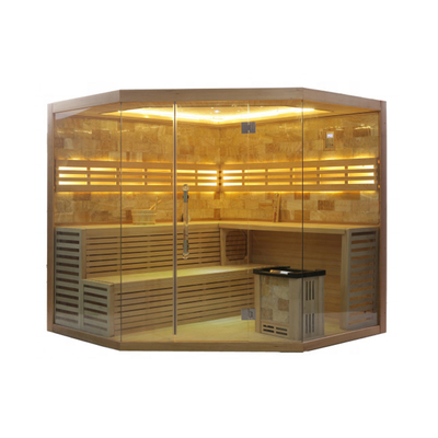ห้องซาวน่าไอน้ำในร่ม Hemlock / Red Cedar Wood ในร่มสำหรับ 6 ท่าน