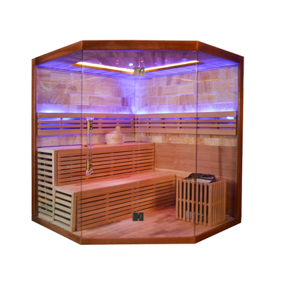 ห้องซาวน่าไอน้ำในร่ม Hemlock / Red Cedar Wood ในร่มสำหรับ 6 ท่าน