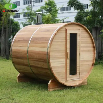 ซาวน่าในลานกลางสเตม์ ไม้ซีดาร์ บาร์เรล