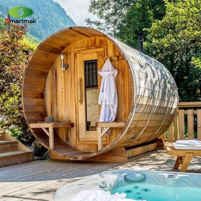 ซาวน่าในลานกลางสเตม์ ไม้ซีดาร์ บาร์เรล