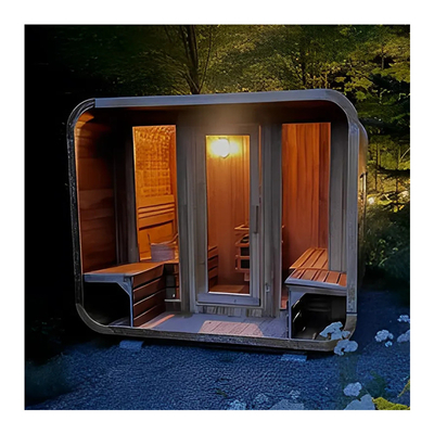 HEMLOCK Wood Custom Outdoor Dry Sauna การผ่อนคลายสุขภาพ การถอยหลังด้วยกระจก 8 มิลลิเมตร