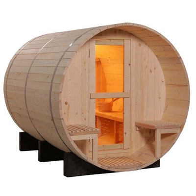 OEM Pine 2 คน Wood Barrel Sauna 6000W พร้อมเตาไฟฟ้า