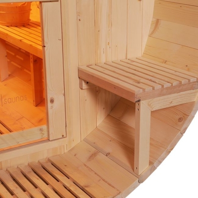 OEM Pine 2 คน Wood Barrel Sauna 6000W พร้อมเตาไฟฟ้า