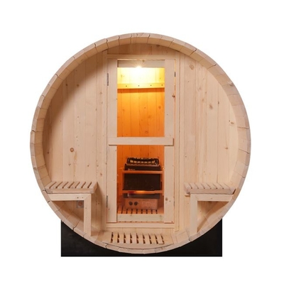 OEM Pine 2 คน Wood Barrel Sauna 6000W พร้อมเตาไฟฟ้า