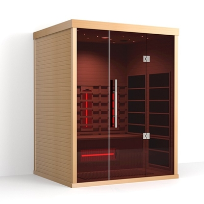 โฮมสปา 3 คน Hemlock ซาวน่าอินฟราเรดในร่ม 2100W การบำบัดด้วยแสงสีแดง