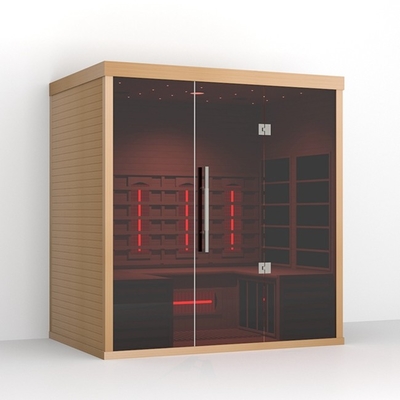Hemlock Wood 4 คน Smartmak Sauna Unit ซาวน่าอินฟราเรดแบบแห้งสำหรับบ้าน 2700w