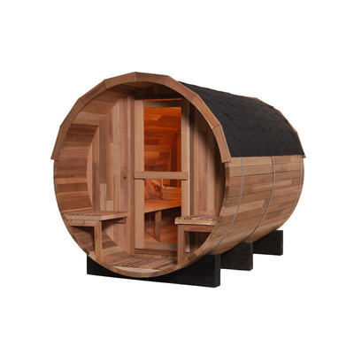 Red Cedar Wood Fired Barrel ห้องซาวน่า Barrel Shaped 2 - 4 Person