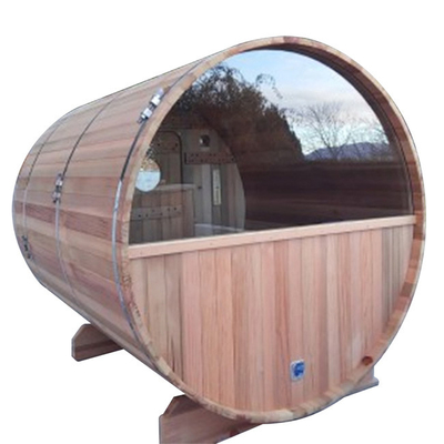 RoHS 8 คนรอบซาวน่ากลางแจ้ง Red Cedar Barrel ซาวน่าเตาไม้