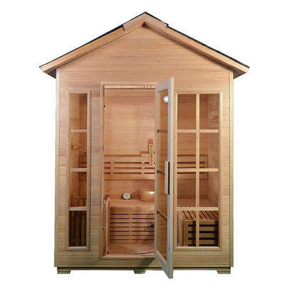 6 คน Redwood Cedar Modern Sauna ซาวน่ากลางแจ้งเปียกแห้ง Wood