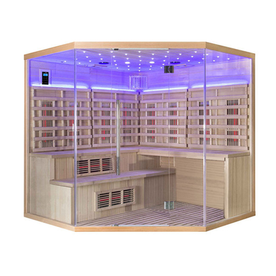 RoHS 5 Person ห้องอบไอน้ำสุดหรูห้องซาวน่าอินฟราเรดรวม Red Cedar