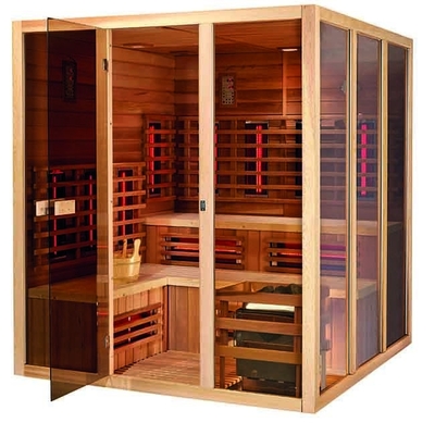 Solid Hemlock ไม้อินฟราเรดสปาซาวน่าห้องอบไอน้ำ 6KW สำหรับ 5 ท่าน